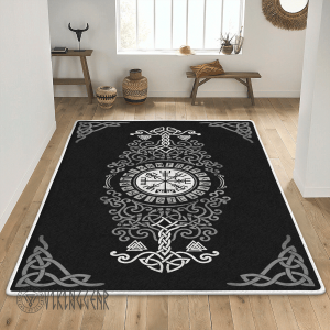 Tree Of Life And Vegvisir Celtic Art Viking Area Rug