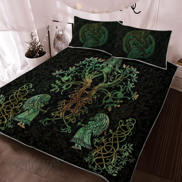 Tree Of Life Raven Old Norse Viking Quilt Set