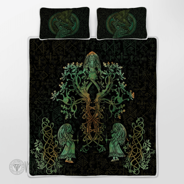 Tree Of Life Raven Old Norse Viking Quilt Set