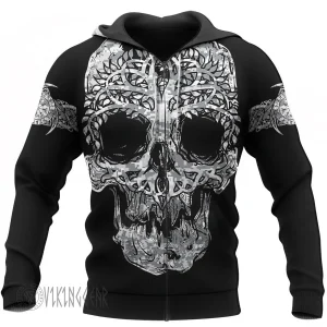 Tree Of Life Skull Fenrir Wolf Viking Hoodie