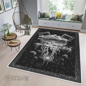 Tree Of Life Yggdrasil And Axe Viking Area Rug