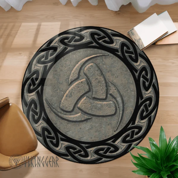 Triple Horn of Odin Round Carpet | Viking Round Carpet