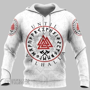 Valknut Until Valhalla White Viking Hoodie