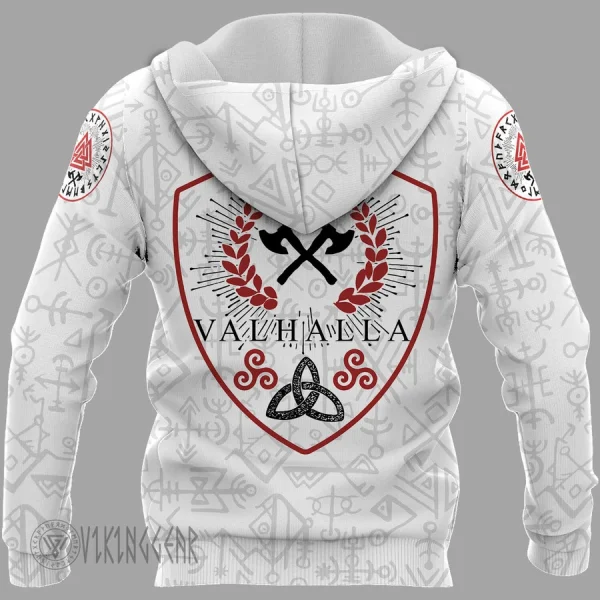 Valknut Until Valhalla White Viking Hoodie