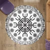 Vegvisir And Rune - Viking Round Carpet