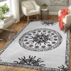 Vegvisir And Rune White Viking Area Rug