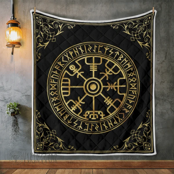 Vegvisir And Runes - Viking Quilt