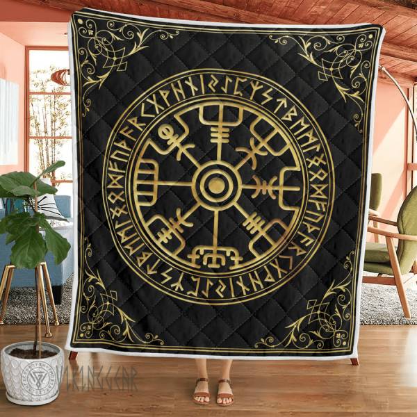 Vegvisir And Runes - Viking Quilt