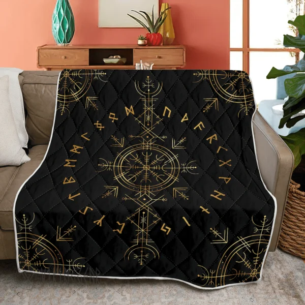 Vegvisir And Runic - Viking Quilt