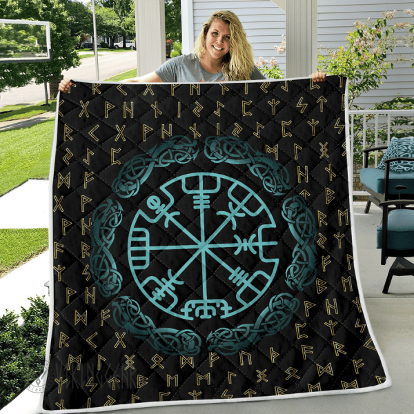 Vegvisir And Runic Viking - Viking Quilt