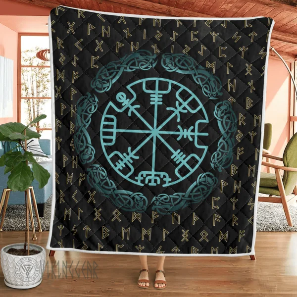 Vegvisir And Runic Viking - Viking Quilt