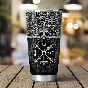 Vegvisir And Valknut - Viking Tumbler