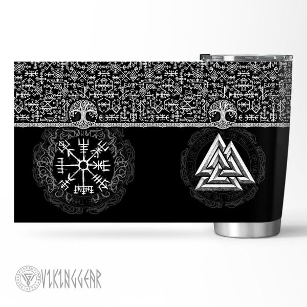 Vegvisir And Valknut - Viking Tumbler