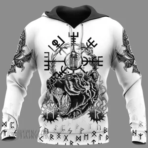 Vegvisir Bear Odin Raven Viking Hoodie