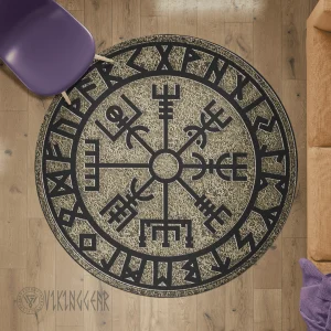 Vegvisir Rock Rune - Viking Round Carpet