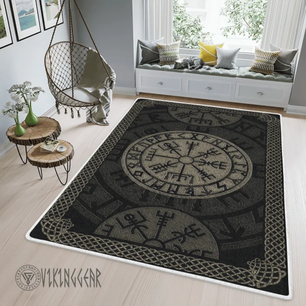 Vegvisir Symbol Protection Nordic Viking Area Rug