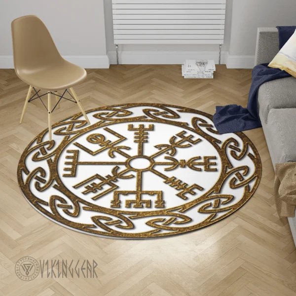 Vegvisir With Pattern - Viking Round Carpet