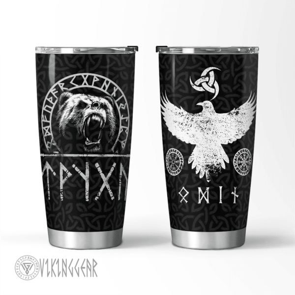 Viking Bear And Raven Tumbler | Viking Tumbler