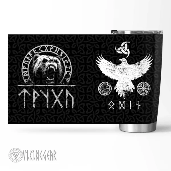 Viking Bear And Raven Tumbler | Viking Tumbler