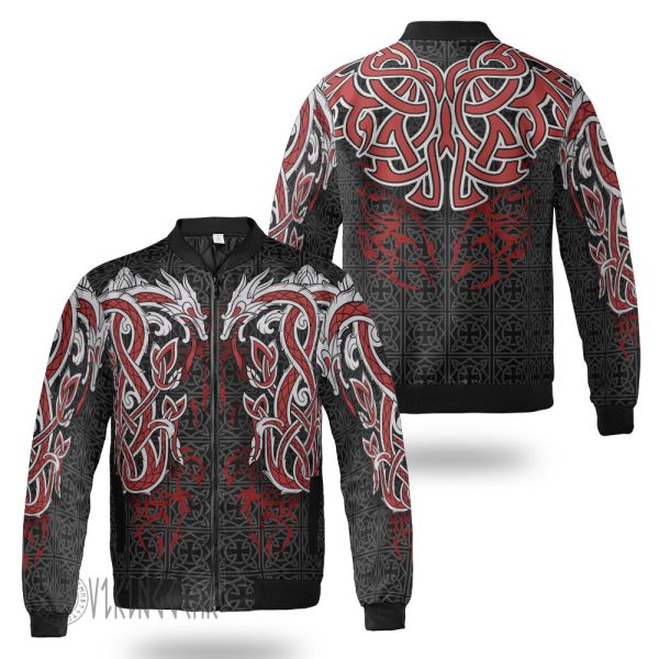 Viking Bomber Jacket Dragons In Norse Mythology Art