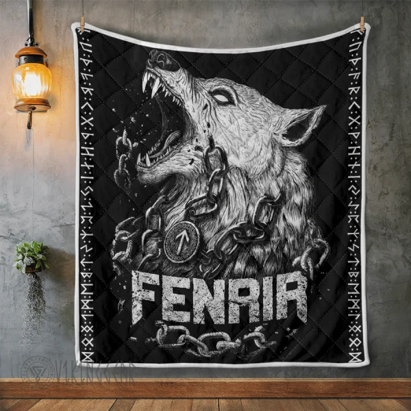 Viking Fenrir And Rune - Viking Quilt