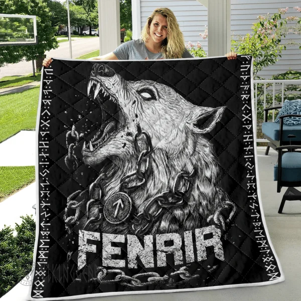 Viking Fenrir And Rune - Viking Quilt