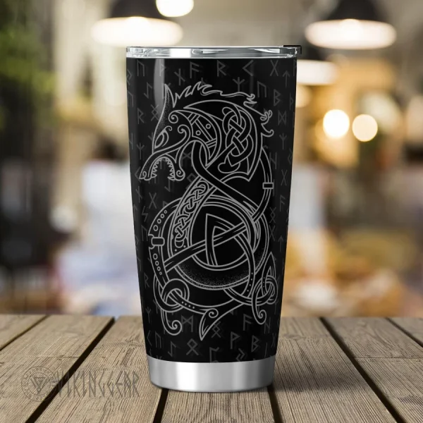 Viking Fenrir With Rune - Viking Tumbler