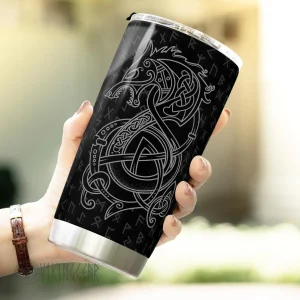 Viking Fenrir With Rune - Viking Tumbler