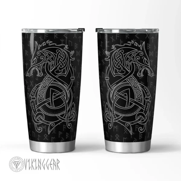 Viking Fenrir With Rune - Viking Tumbler