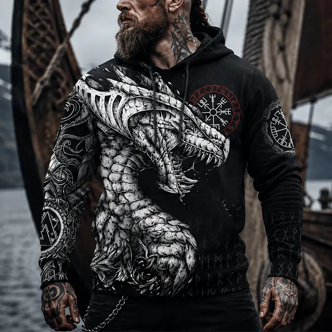Viking Longships: 10 Fascinating Facts Viking Hoodie Jormungandr Art and Norse Compass