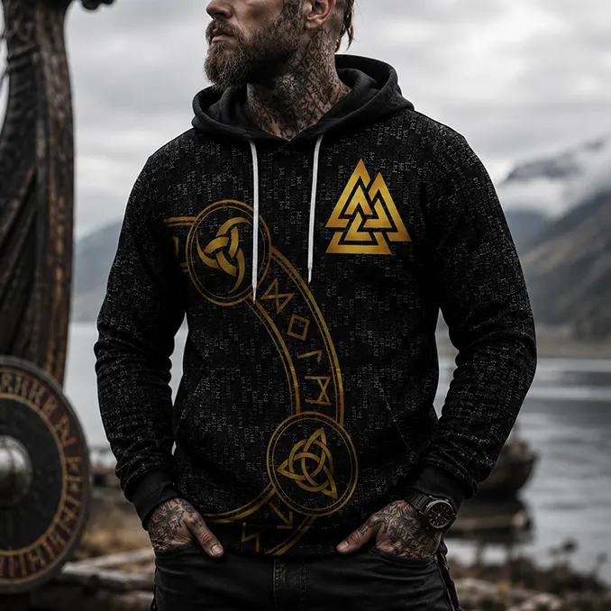 8 Norse Runes and Their Magical Powers Viking Hoodie Viking Valknut Rune and Triple Horn Norse Legacy