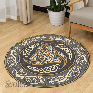 Viking Odin Triple Horn Round Carpet | Viking Round Carpet