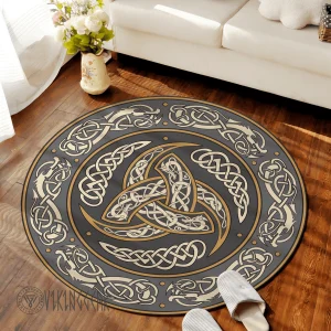 Viking Odin Triple Horn Round Carpet | Viking Round Carpet