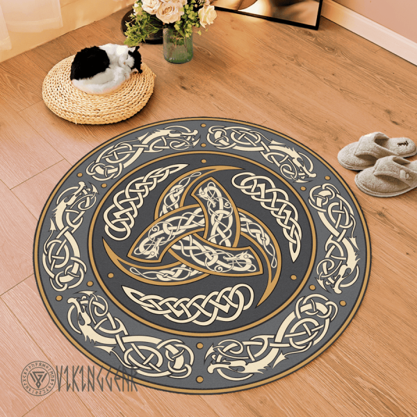 Viking Odin Triple Horn Round Carpet | Viking Round Carpet