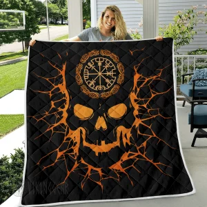 Viking Quilt Skull With Vegvisir