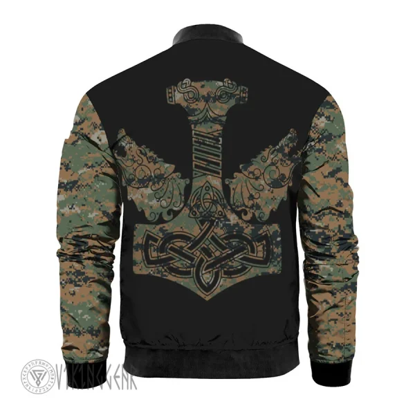 Viking Skull with Wings Camo Pattern Jacket | Viking Bomber Jacket