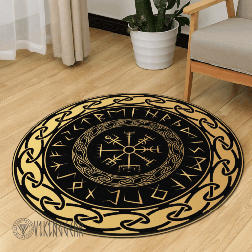 Viking Vegvisir And Rune Round Carpet | Viking Round Carpet