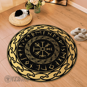 Viking Vegvisir And Rune Round Carpet | Viking Round Carpet