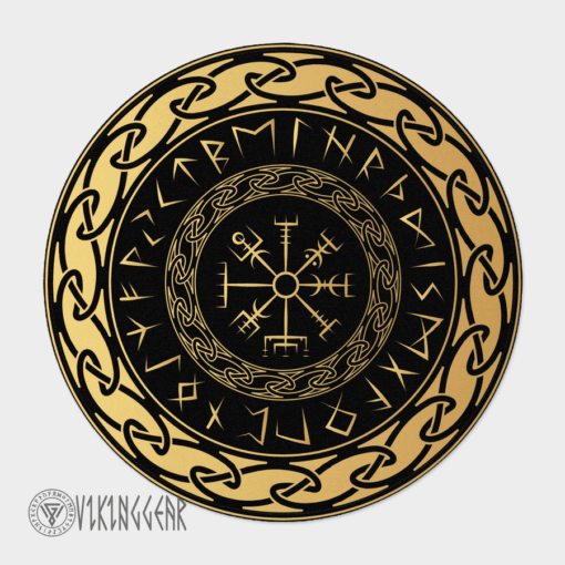 Viking Vegvisir And Rune Round Carpet | Viking Round Carpet