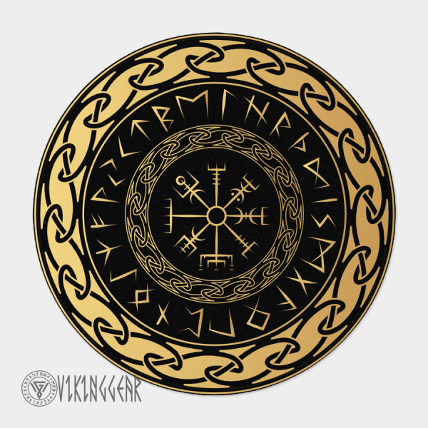 Viking Vegvisir And Rune Round Carpet | Viking Round Carpet