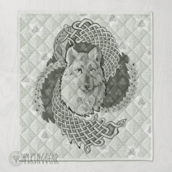 Viking Wolf in Valknut and Horns of Odin - Viking Quilt
