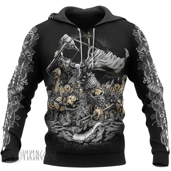 Warrior Hammer Vintage Art Viking Hoodie