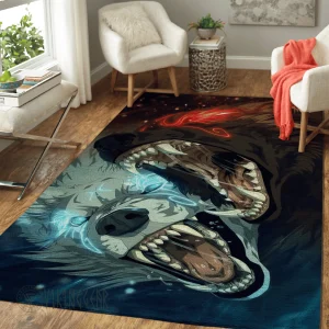 Water and Fire Wolf Graphic Viking Area Rug