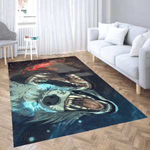 Water and Fire Wolf Graphic Viking Area Rug