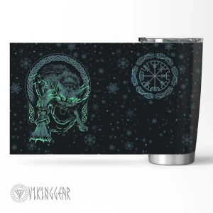 Wolf Fenrir And Helm Of Awe - Viking Tumbler