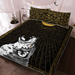 Wolf Fenrir And Rune Viking Quilt Set