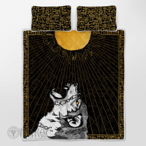 Wolf Fenrir And Rune Viking Quilt Set