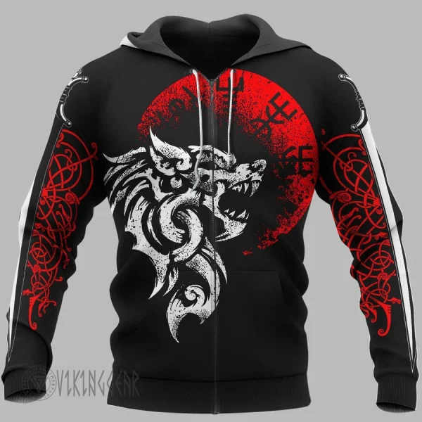 Wolf Norse Mythology Fenrir Vegvisir Viking Hoodie