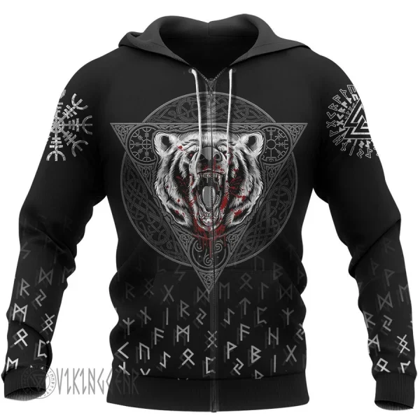 Wolf Vegvisir Rune Viking Hoodie