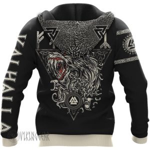 Wolves And Raven Art Viking Hoodie